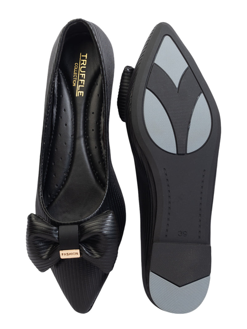 Black Synthetic Leather Flat Ballerina (TC-MD-301-BLK)
