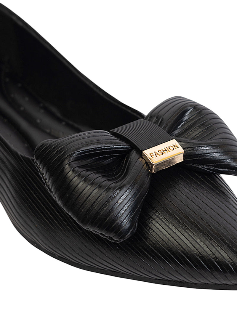 Black Synthetic Leather Flat Ballerina (TC-MD-301-BLK)