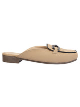 Beige Synthetic Leather Block Heel Mules (TC-MD-702-BEIG)