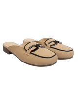 Beige Synthetic Leather Block Heel Mules (TC-MD-702-BEIG)