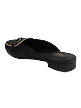 Black Synthetic Leather Block Heel Mules (TC-MD-702-BLK)