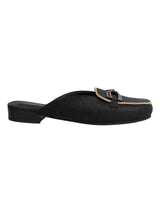 Black Synthetic Leather Block Heel Mules (TC-MD-702-BLK)