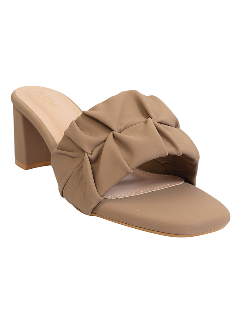 Beige Synthetic Leather Block Heel Sandals (TC-MD-703-BEIG)