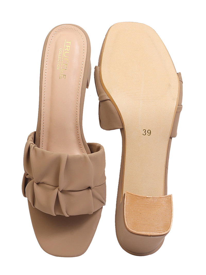 Beige Synthetic Leather Block Heel Sandals (TC-MD-703-BEIG)