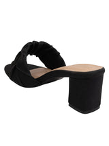 Black Synthetic Leather Block Heel Sandals (TC-MD-703-BLK)