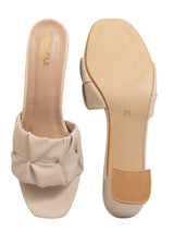 Cream Synthetic Leather Block Heel Sandals (TC-MD-703-CRM)