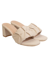 Cream Synthetic Leather Block Heel Sandals (TC-MD-703-CRM)