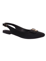 Black Synthetic Leather Buckle Stylish Flats (TC-MD-707-BLK)