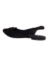 Black Synthetic Leather Buckle Stylish Flats (TC-MD-707-BLK)