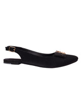 Black Synthetic Leather Buckle Stylish Flats (TC-MD-707-BLK)
