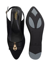 Black Synthetic Leather Buckle Stylish Flats (TC-MD-707-BLK)