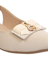 Cream Synthetic Leather Buckle Stylish Flats (TC-MD-707-CRM)