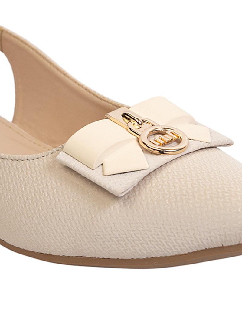 Cream Synthetic Leather Buckle Stylish Flats (TC-MD-707-CRM)