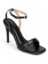 Black Synthetic Leather Buckle Stiletto Heel Sandals (TC-MD107-BLK)