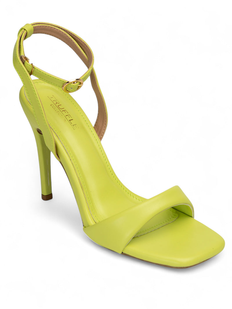Neon Green Synthetic Leather Buckle Stiletto Heel Sandals (TC-MD107-NGRN)