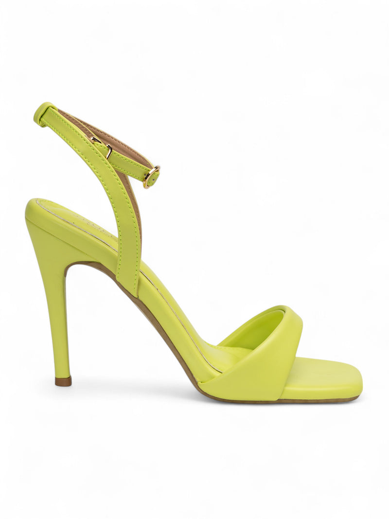 Neon Green Synthetic Leather Buckle Stiletto Heel Sandals (TC-MD107-NGRN)