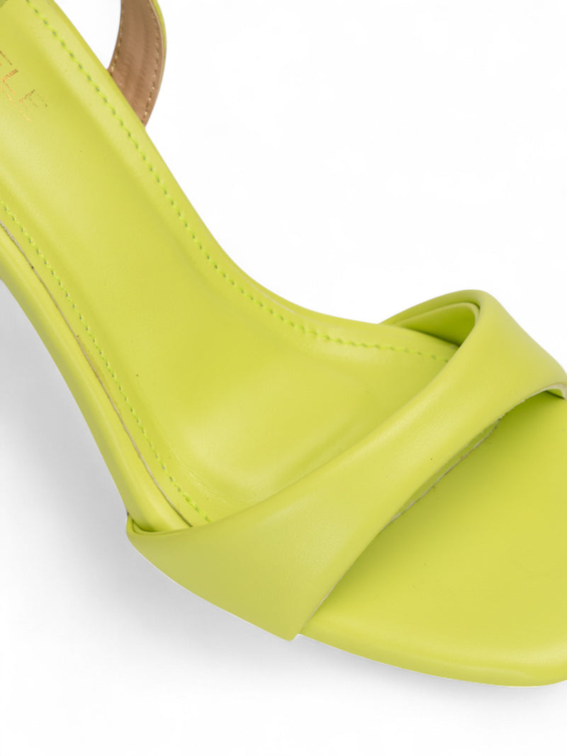 Neon Green Synthetic Leather Buckle Stiletto Heel Sandals (TC-MD107-NGRN)