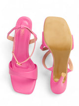 Neon Pink Synthetic Leather Buckle Stiletto Heel Sandals (TC-MD107-NPNK)