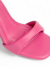 Neon Pink Synthetic Leather Buckle Stiletto Heel Sandals (TC-MD107-NPNK)