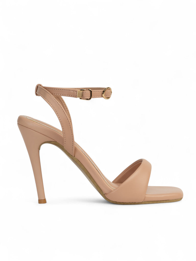 Nude Synthetic Leather Buckle Stiletto Heel Sandals (TC-MD107-NUD)