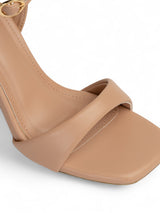 Nude Synthetic Leather Buckle Stiletto Heel Sandals (TC-MD107-NUD)