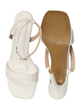 White Synthetic Leather Buckle Stiletto Heel Sandals (TC-MD107-WHT)