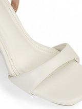 White Synthetic Leather Buckle Stiletto Heel Sandals (TC-MD107-WHT)