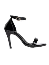 Black Patent Leather Open Toe Stiletto Sandals (TC-MD108-BLK)