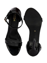Black Patent Leather Open Toe Stiletto Sandals (TC-MD108-BLK)