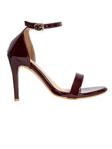 Burgundy Patent Leather Open Toe Stiletto Sandals (TC-MD108-BUR)
