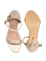 Gold Synthetic Leather Open Toe Stiletto Sandals (TC-MD108-GLD)