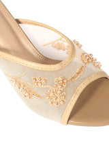 Nude Net Embellished Open Toe Slip-On Block Heel Sandals (TC-MD111-NUD)