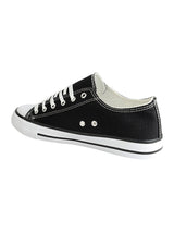 Black Canvas Top Design And Durable Sole Lace Up Sneakers For Men (TC-MENCAN1-BLK)