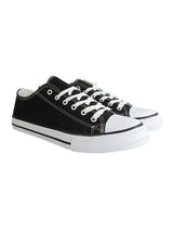 Black Canvas Top Design And Durable Sole Lace Up Sneakers For Men (TC-MENCAN1-BLK)