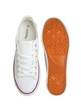 White Canvas Top Design And Durable Sole Lace Up Sneakers For Men (TC-MENCAN1-WHT)