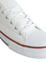 White Canvas Top Design And Durable Sole Lace Up Sneakers For Men (TC-MENCAN1-WHT)