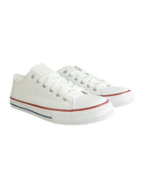White Canvas Top Design And Durable Sole Lace Up Sneakers For Men (TC-MENCAN1-WHT)