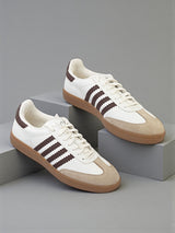 Beige Brown Leather Low Ankle Stylish Sneakers For Men (TC-MENSAM1-BEIBRO)