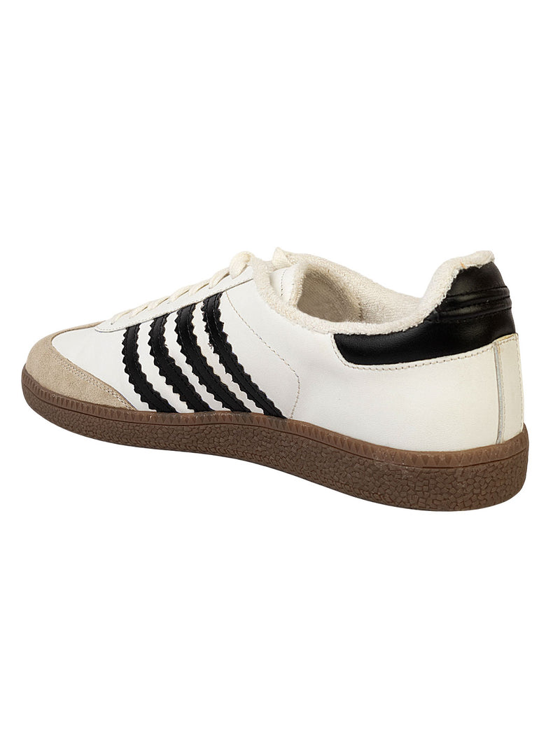 White Black Leather Low Ankle Stylish Sneakers For Men (TC-MENSAM1-WHTBLK)