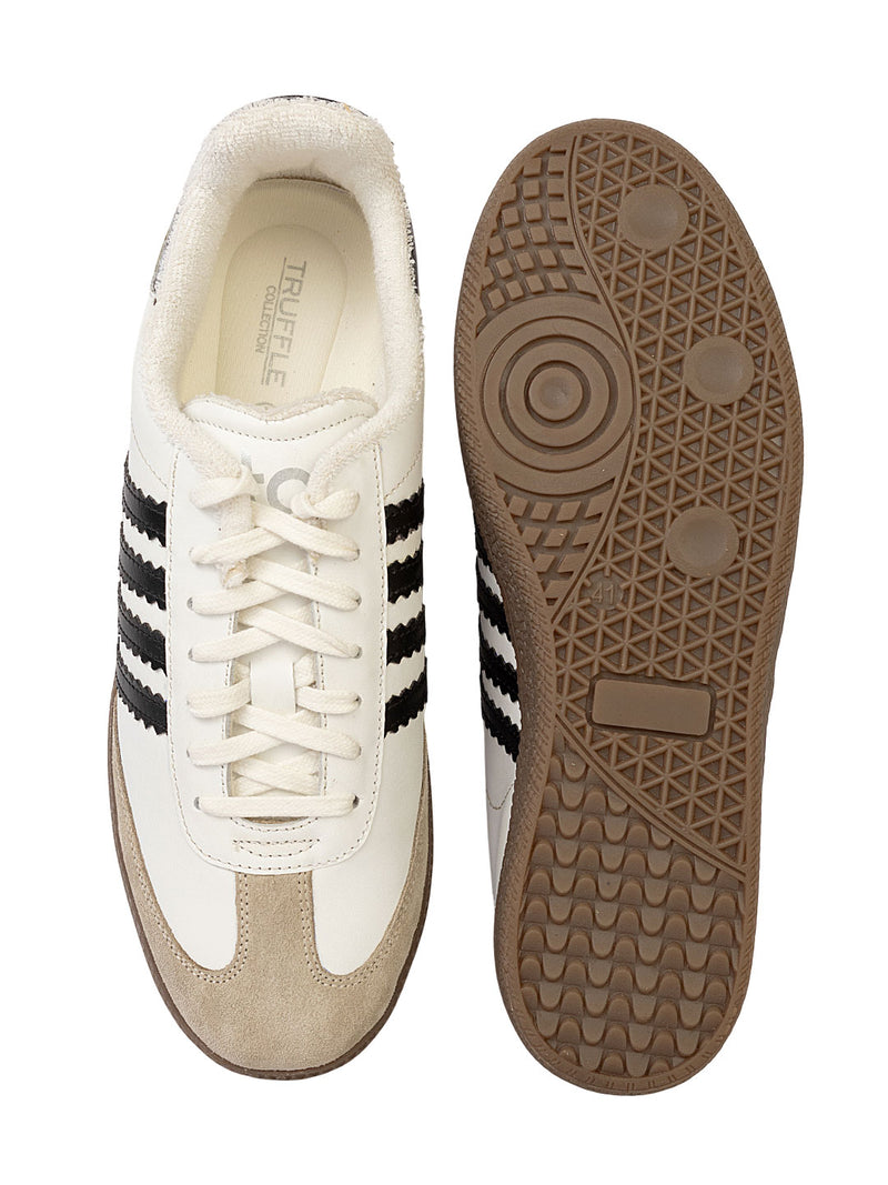 White Black Leather Low Ankle Stylish Sneakers For Men (TC-MENSAM1-WHTBLK)