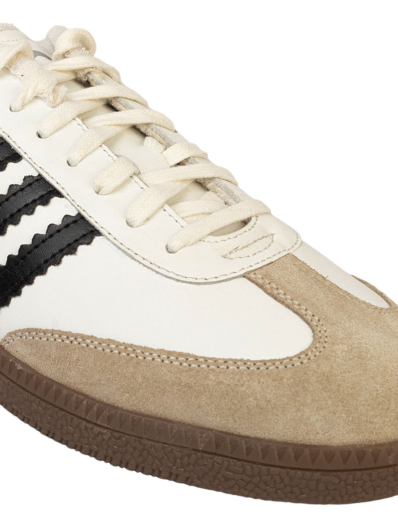 White Black Leather Low Ankle Stylish Sneakers For Men (TC-MENSAM1-WHTBLK)