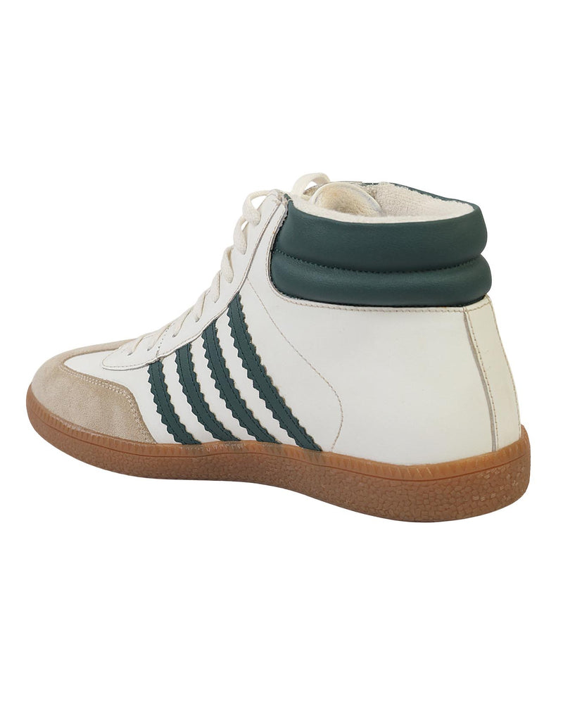 Beige Green Leather High Ankle Stylish Sneakers For Men (TC-MENSAMH1-BEIGRN)