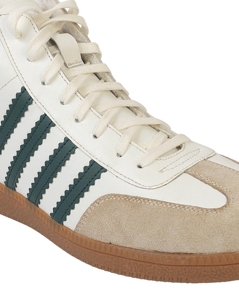 Beige Green Leather High Ankle Stylish Sneakers For Men (TC-MENSAMH1-BEIGRN)