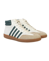 Beige Green Leather High Ankle Stylish Sneakers For Men (TC-MENSAMH1-BEIGRN)