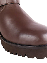 Brown Genuine Leather Chunky Block Heel Round Toe Mid-Calf Harness Boot (TC-MONDO8662-BRO)