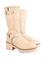 Cream Genuine Leather Chunky Block Heel Round Toe Mid-Calf Harness Boot (TC-MONDO8662-CRM)