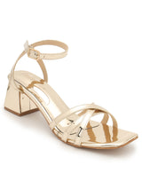 Pale Gold PU Stylish Buckle Block Sandals (TC-NK-001-PGLD)