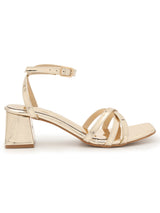 Pale Gold PU Stylish Buckle Block Sandals (TC-NK-001-PGLD)
