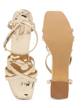 Pale Gold PU Stylish Buckle Block Sandals (TC-NK-001-PGLD)