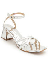 Silver PU Stylish Buckle Block Sandals (TC-NK-001-SIL)